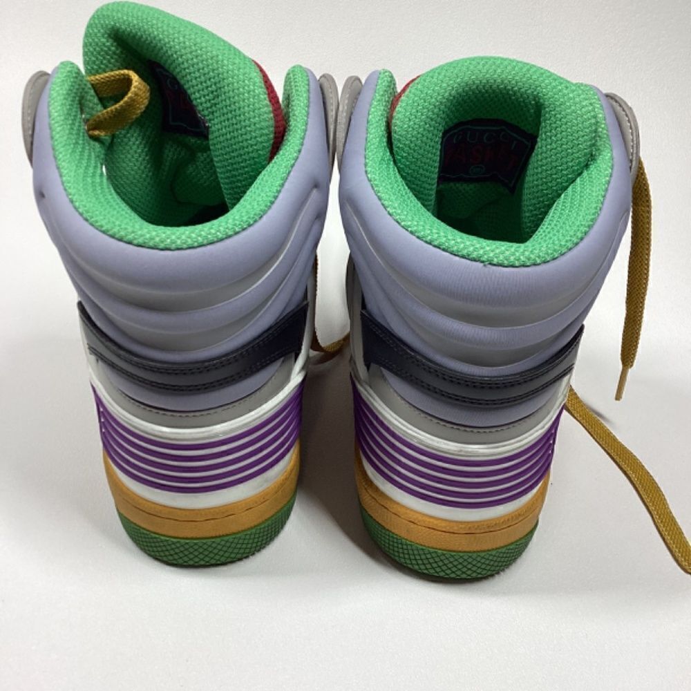 Gucci Evolution Basket High-Top Sneakers Black White Purple Size EU 39.5 - Picture 8 of 17
